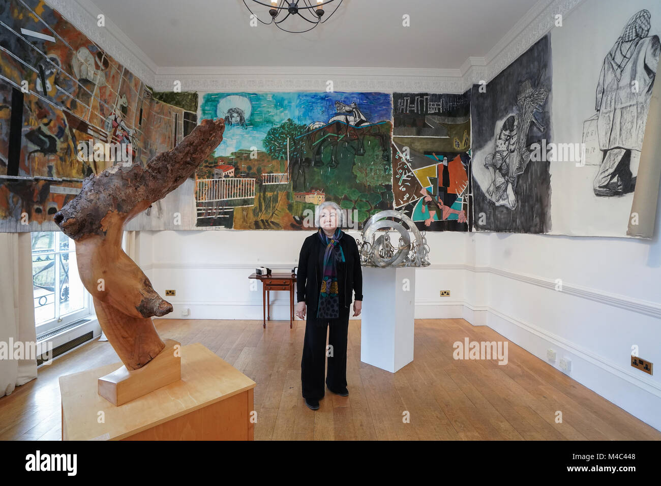 Londres, Royaume-Uni. Feb 15, 2018. Artiste japonaise Setsuko Ono (petite sœur de Yoko Ono) apporte son travail à Londres pour la première fois avec deux expositions solos ayant lieu à la fondation anglo-japonaise Daiwa en février et en mars 2018 Maison de l'Asie. Date de la photo : Jeudi 15 Février, 2018. Credit : Roger Garfield/Alamy Live News Banque D'Images