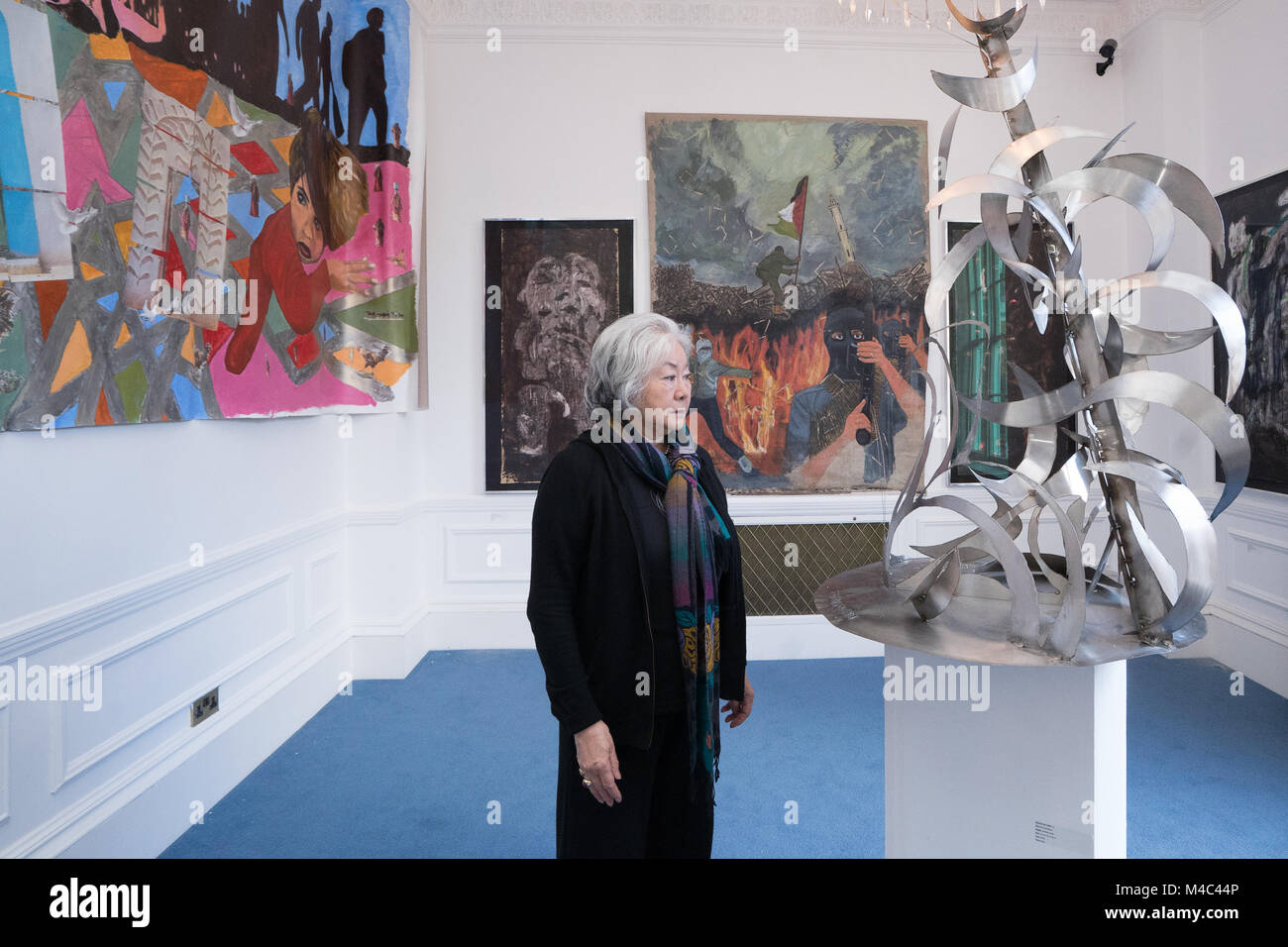 Londres, Royaume-Uni. Feb 15, 2018. Artiste japonaise Setsuko Ono (petite sœur de Yoko Ono) apporte son travail à Londres pour la première fois avec deux expositions solos ayant lieu à la fondation anglo-japonaise Daiwa en février et en mars 2018 Maison de l'Asie. Date de la photo : Jeudi 15 Février, 2018. Credit : Roger Garfield/Alamy Live News Banque D'Images