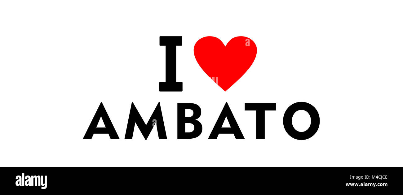 J'aime la ville d'Ambato Equateur pays symbole coeur Banque D'Images