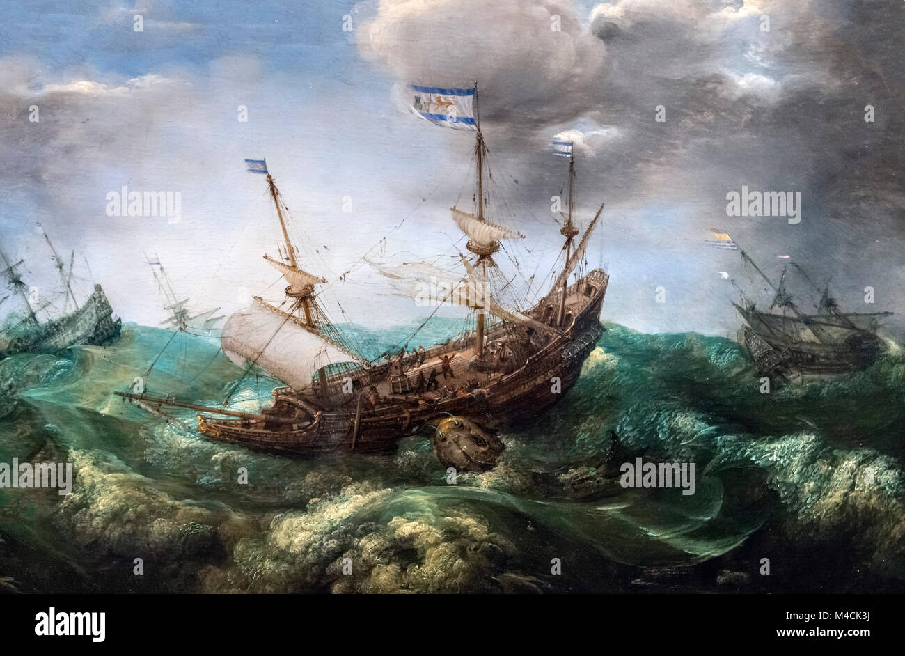 Jonas et la baleine de Adam Willaerts (1577-1664), huile sur panneau, c.1610-20 Banque D'Images