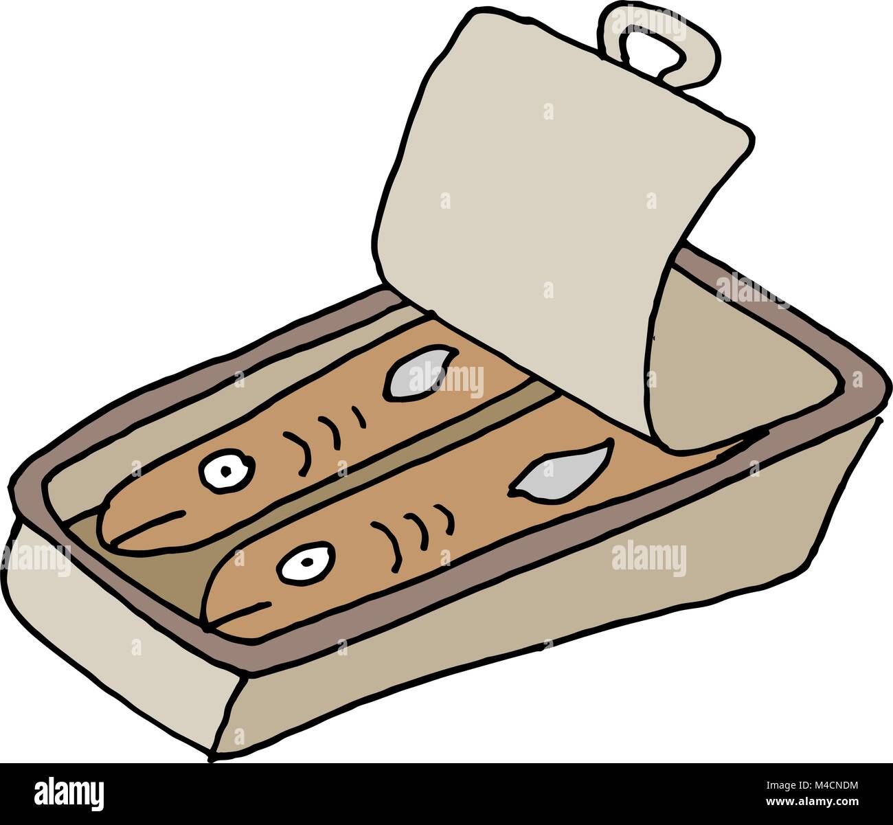 Une image d'une boîte de sardines. Illustration de Vecteur