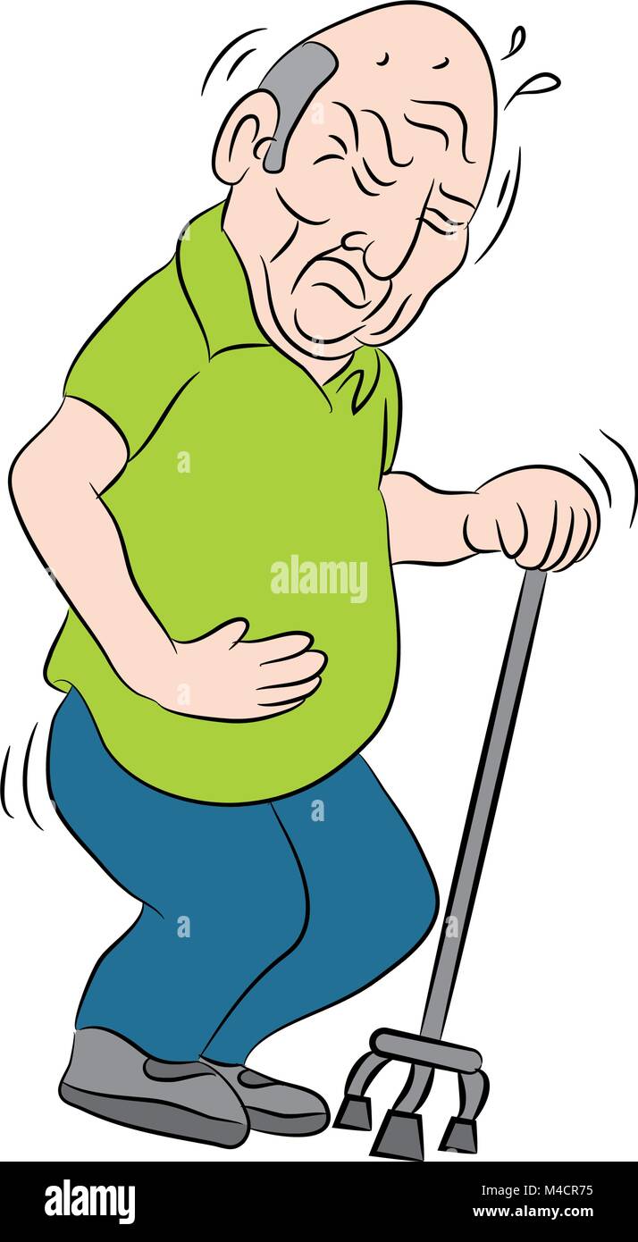 L'image d'une femme Senior citizen en utilisant une canne. Illustration de Vecteur