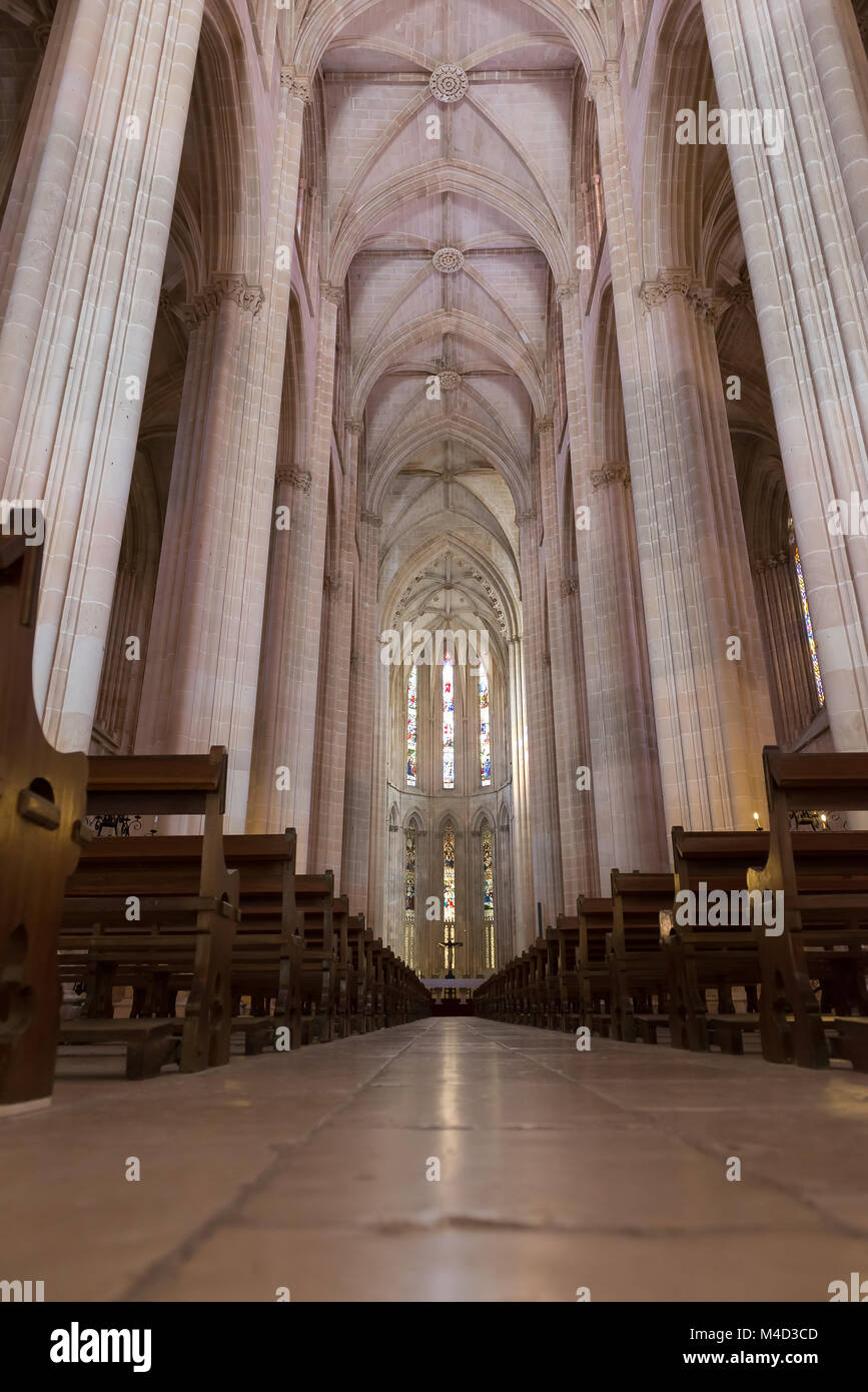 Vue de l'intérieur de Santa Maria da Vitoria Batalha abbaye Dominicaine Banque D'Images