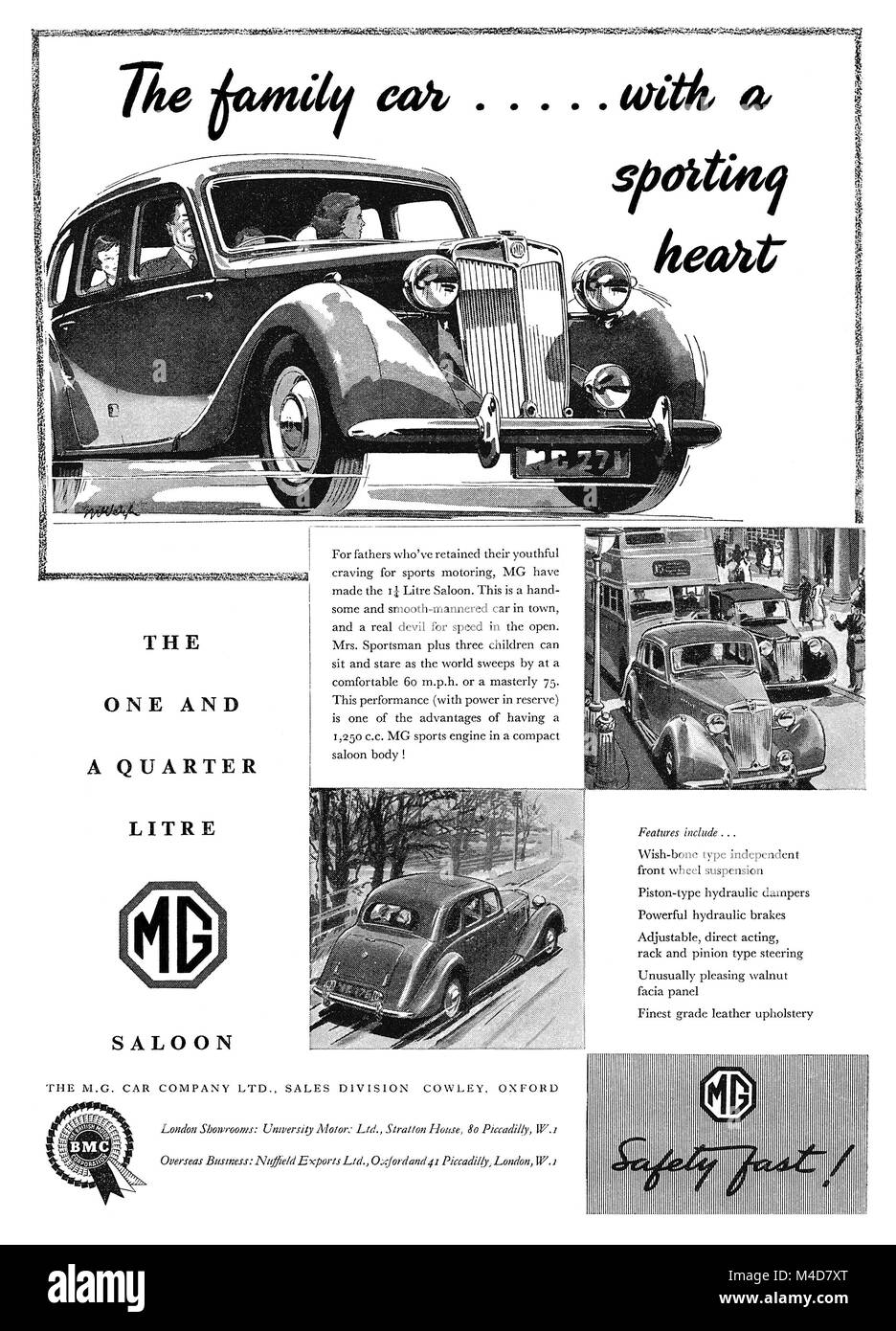 1953 La publicité pour la MG 1¼ Litre Berline. Banque D'Images