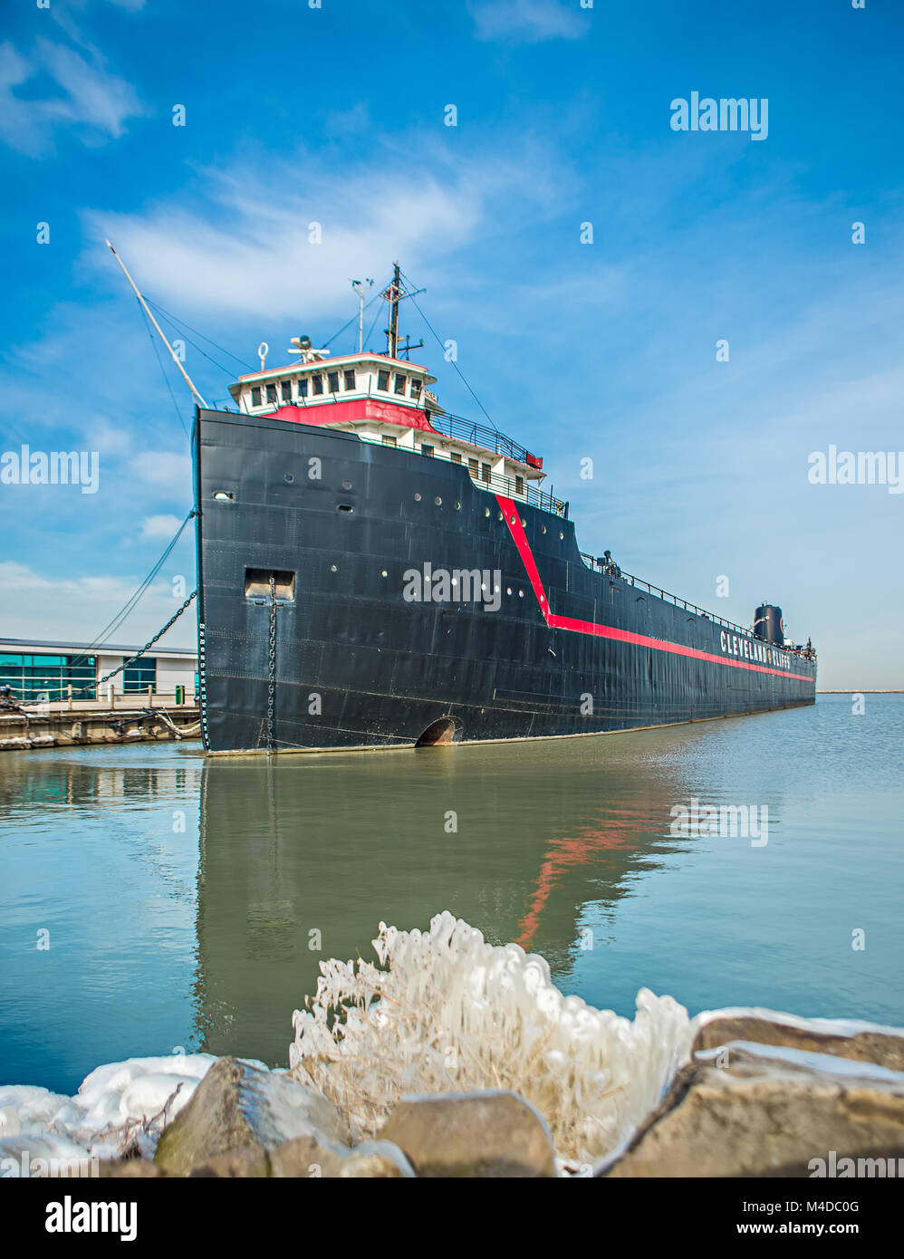 Bateau à vapeur historique sur le lac érié port à Cleveland (Ohio) Banque D'Images