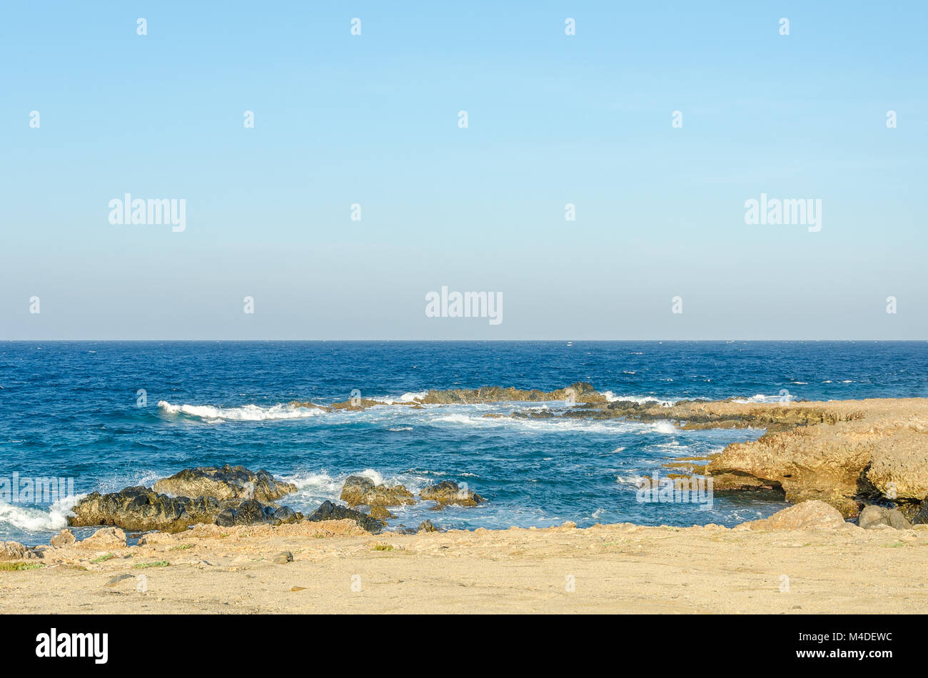 Pont naturel plage de la mer des Caraïbes à Aruba Banque D'Images