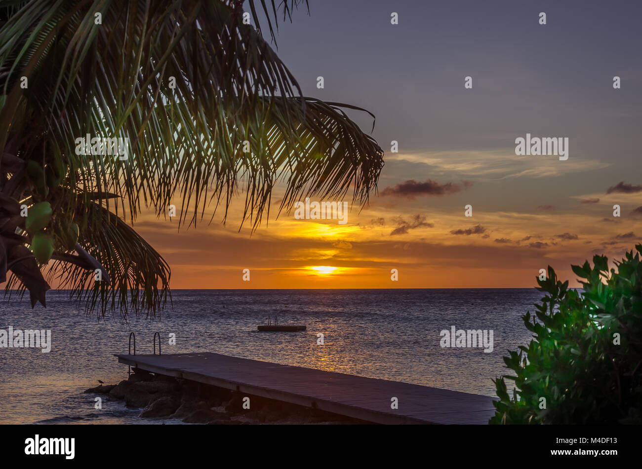 Curacao Porto Mari Beach Sunset, La Fin de l'après-midi Banque D'Images