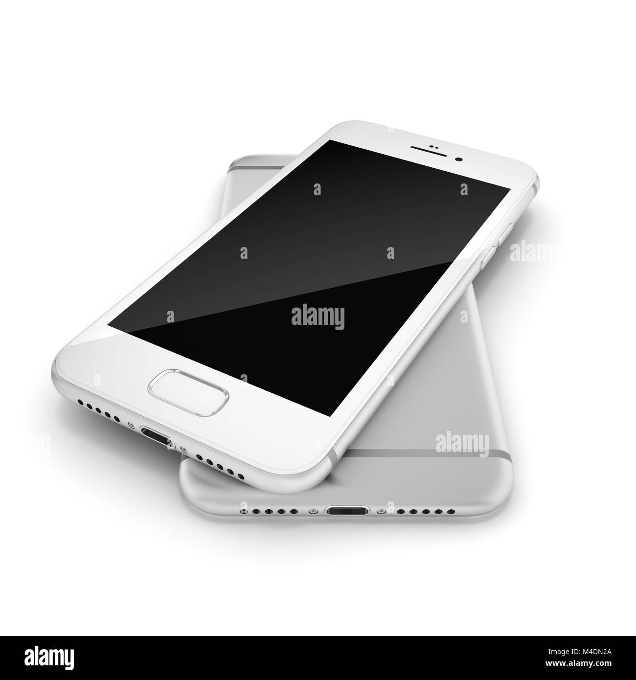 Le rendu 3D silver smart phone avec écran noir Banque D'Images