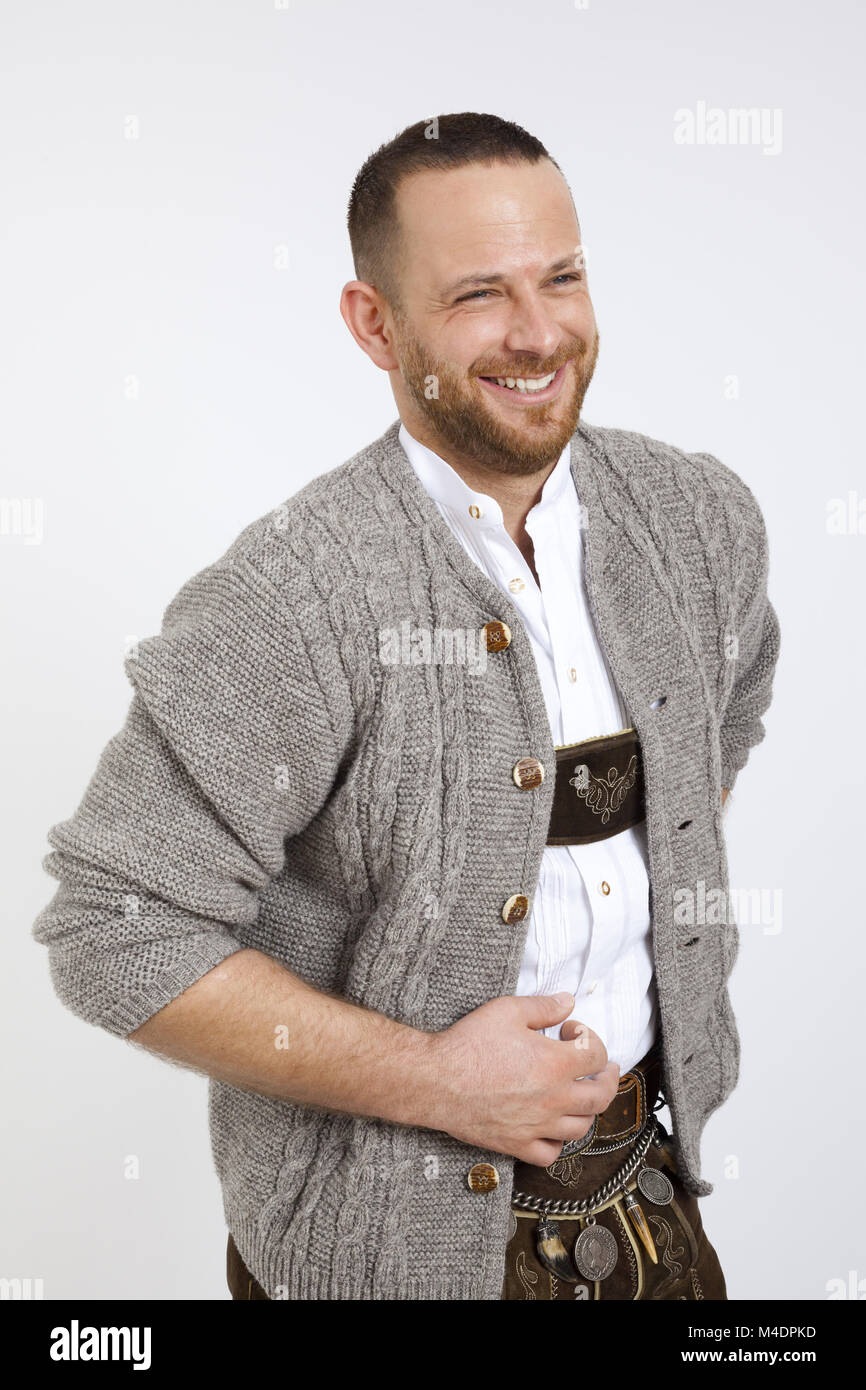 L'homme en tenue traditionnelle bavaroise pour l'Oktoberfest Banque D'Images