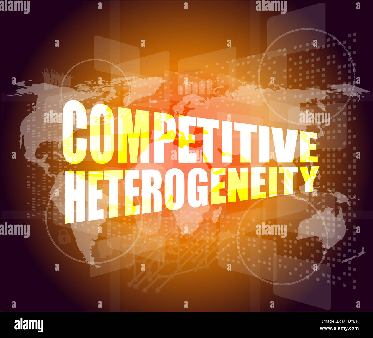 Hétérogénéité concurrentielle mot sur écran tactile numérique d'affaires Banque D'Images