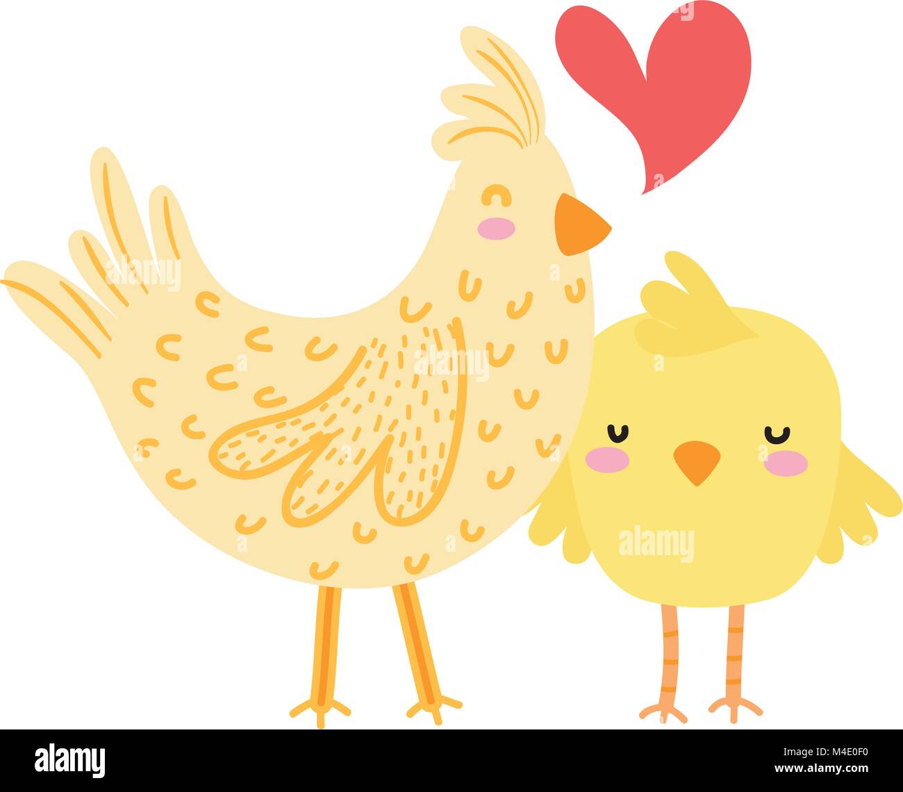 Poule poussin coloré et l'amour et la famille Illustration de Vecteur