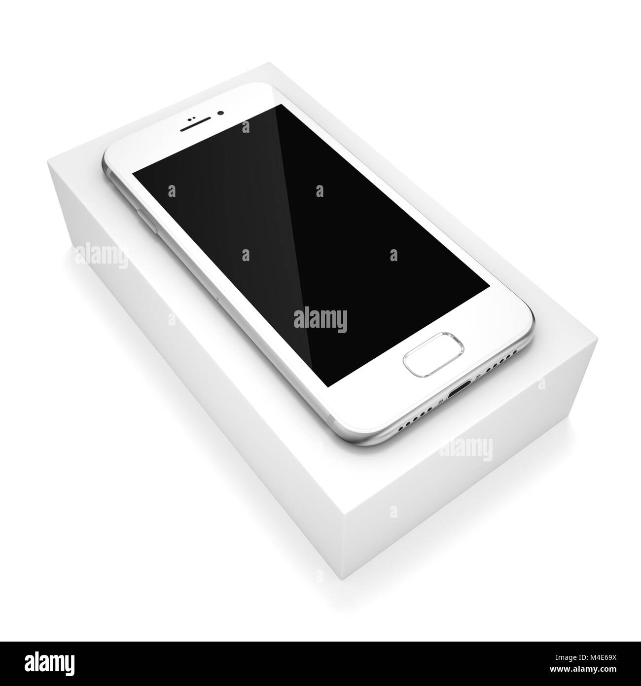 Le rendu 3D silver smart phone avec écran noir Banque D'Images