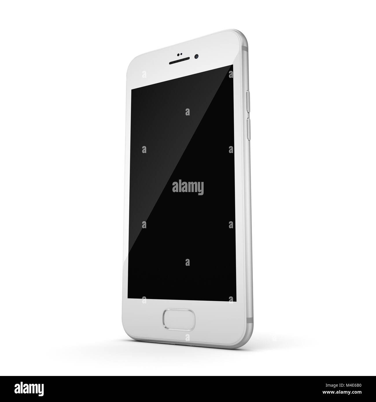 Le rendu 3D silver smart phone avec écran noir Banque D'Images