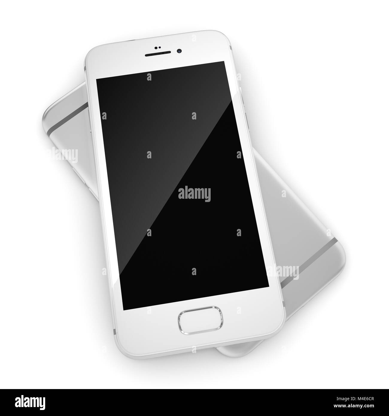 Le rendu 3D silver smart phone avec écran noir Banque D'Images