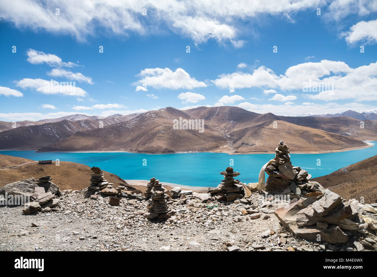 Tibet lac Yamdrok saint Banque D'Images