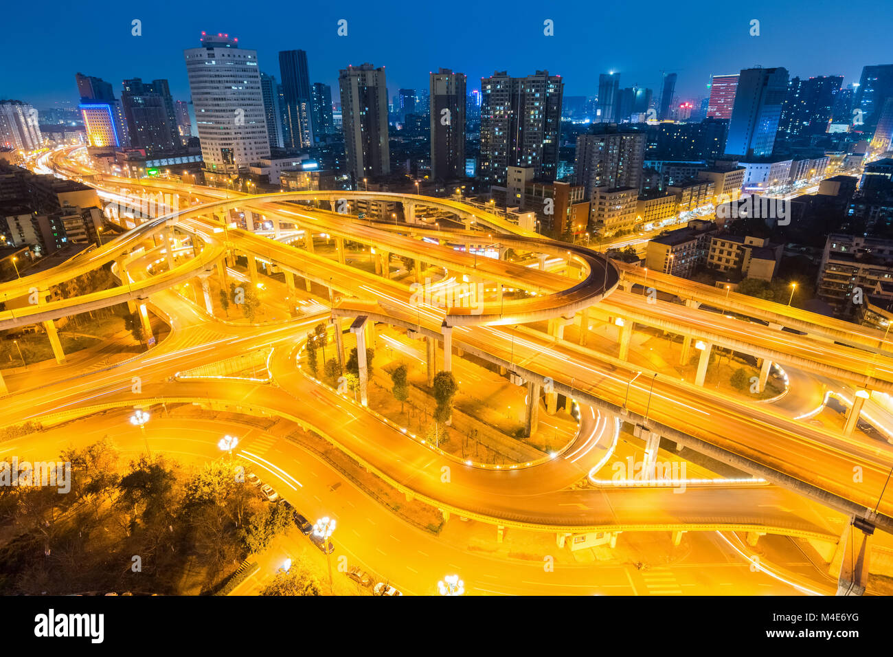 L'échange de la ville de Chengdu de nuit Banque D'Images