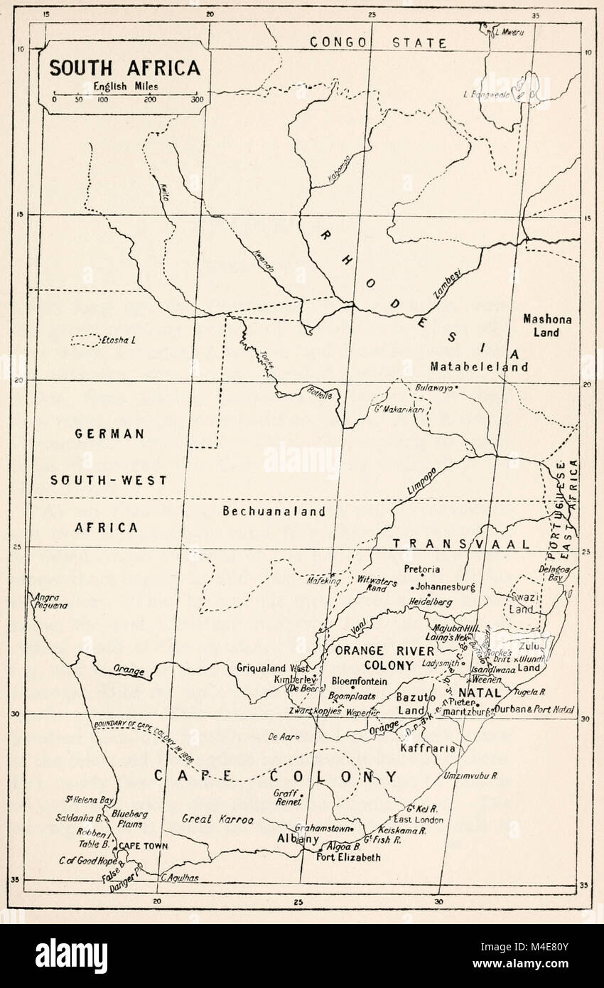 Carte de l'Afrique du Sud, vers 1900 Banque D'Images Carte de l'Afrique du Sud, vers 1900 Banque D'Images
