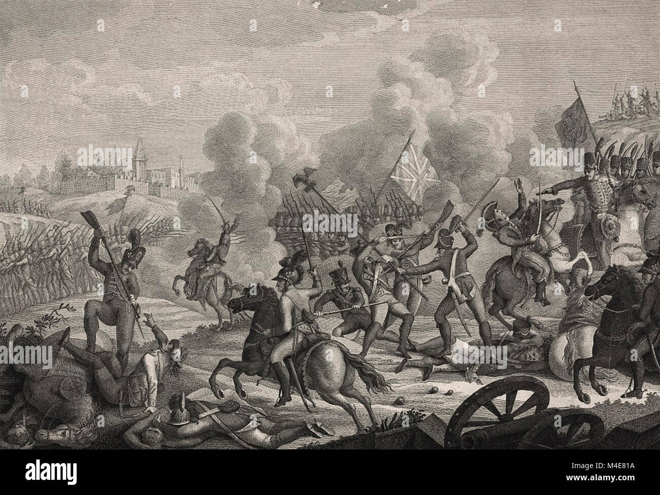Le Portugais et les troupes britanniques combattant les Français à Vimeiro, Août 1808 Banque D'Images