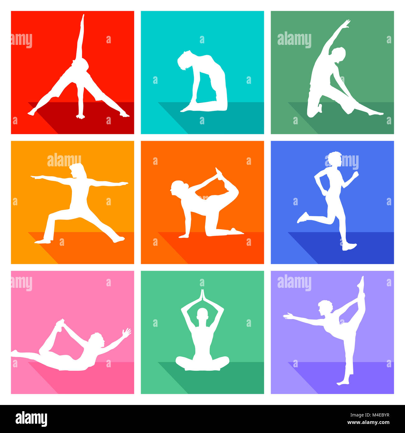 Les figures de gymnastique et de fitness, collection isolated Banque D'Images