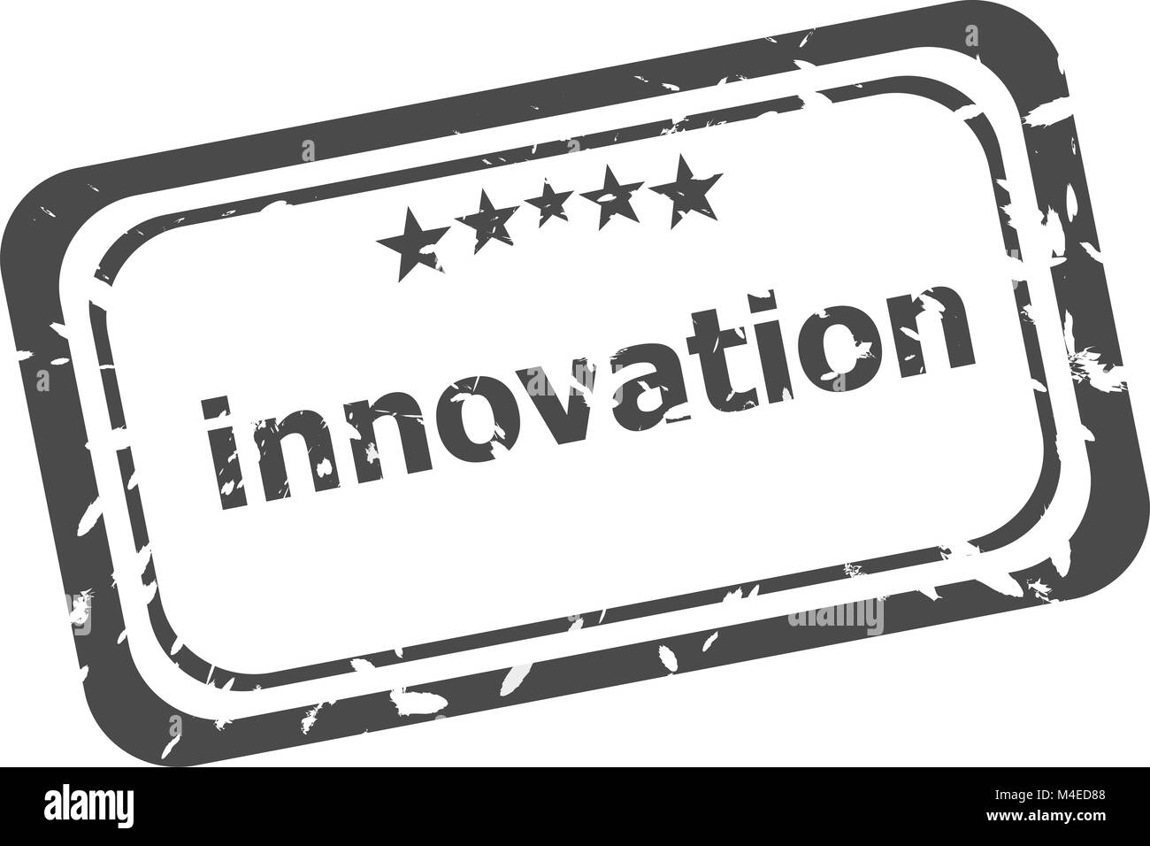 L'innovation sur timbre en caoutchouc sur un fond blanc Banque D'Images