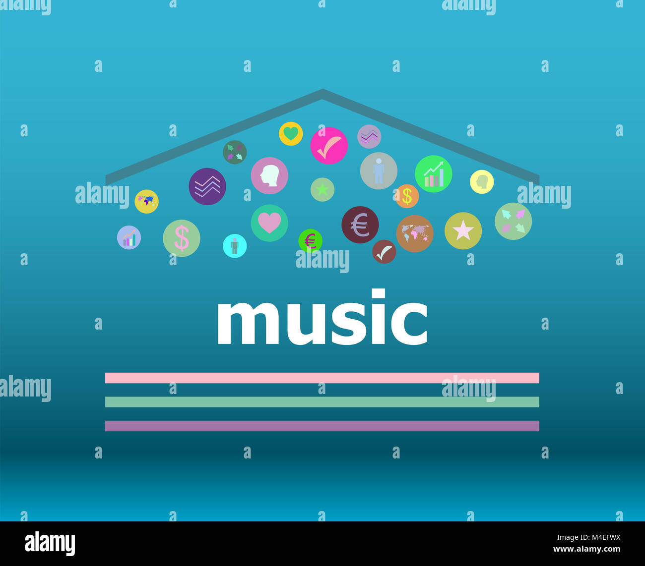 La musique de fond numérique sur le texte. Concept Social Banque D'Images