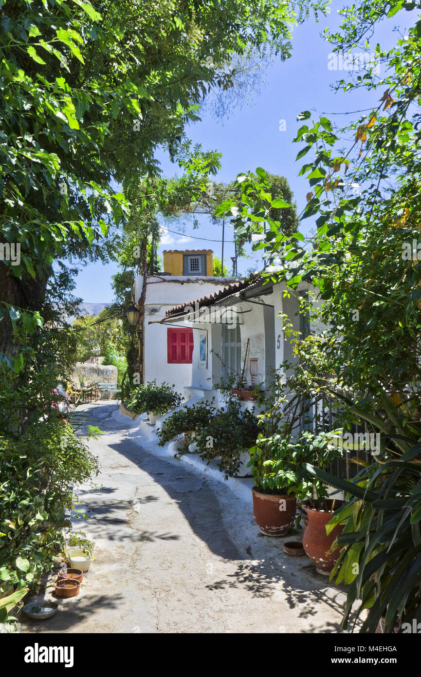 Acropole, Athènes, Grèce, le quartier de Plaka Street View Banque D'Images