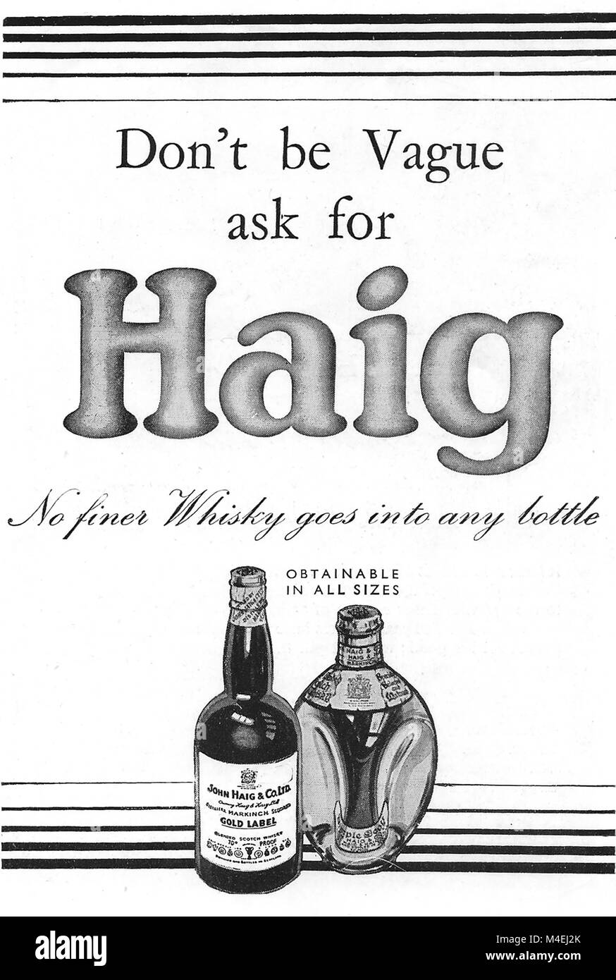 Ne soyez pas vague demander Haig whisky annonce, publicité dans Country Life Magazine UK 1951 Banque D'Images