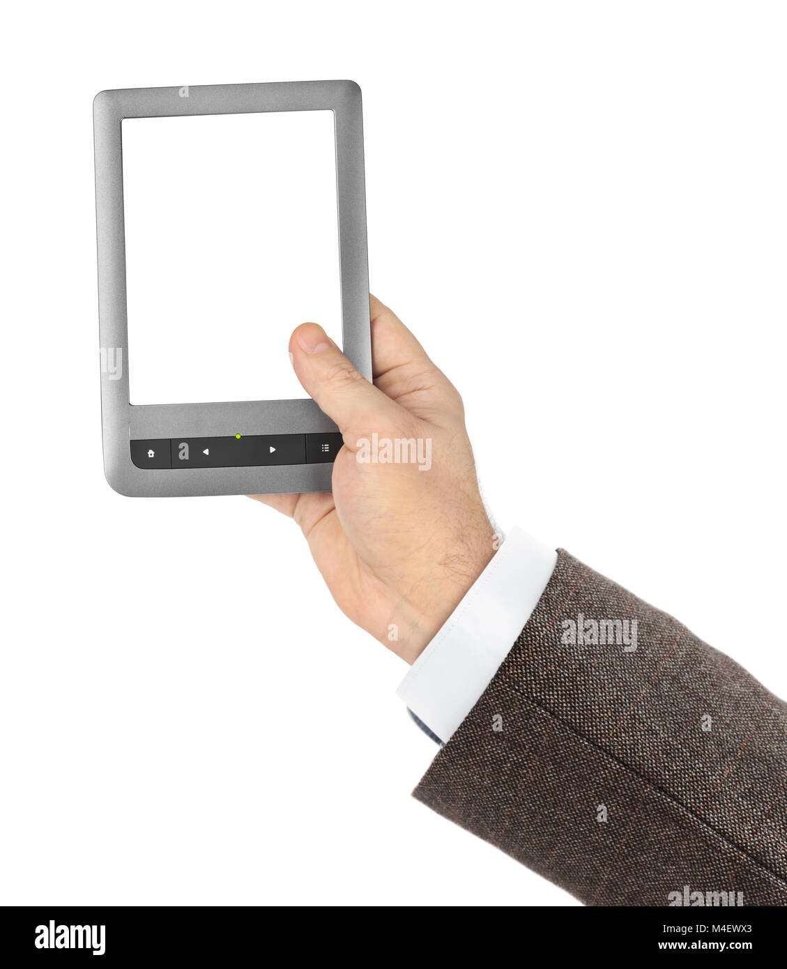 La main avec E-book reader Banque D'Images