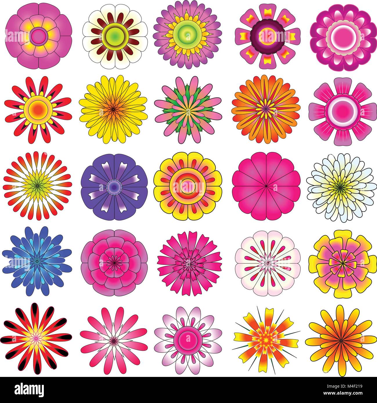 Fleurs colorées vector set, belle fleur en droit pour la décoration et l'idée de conception Illustration de Vecteur