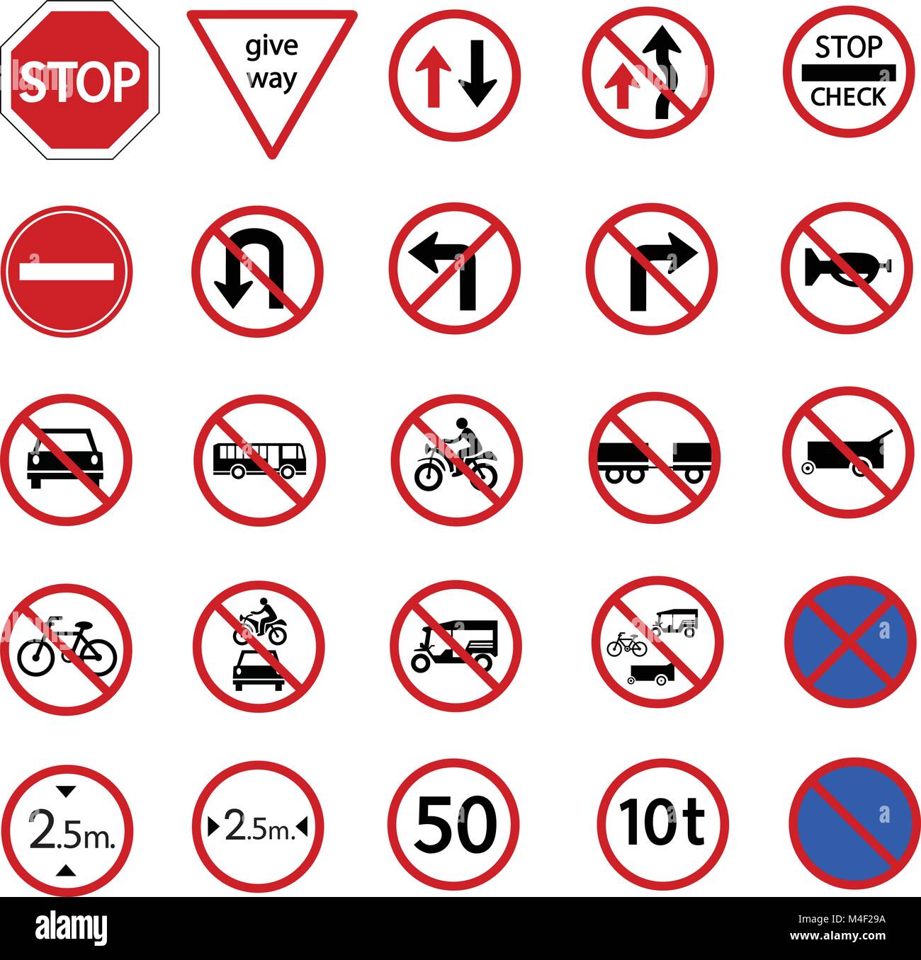 Interdiction de circulation pour inscription et de la sécurité routière sur le réchauffement street sign, vector icon set Illustration de Vecteur