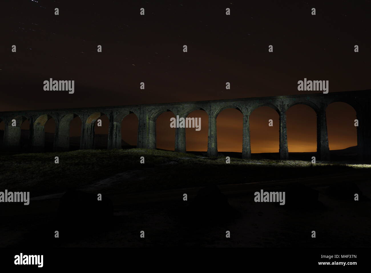 Ribblehead Viaduc de nuit Banque D'Images