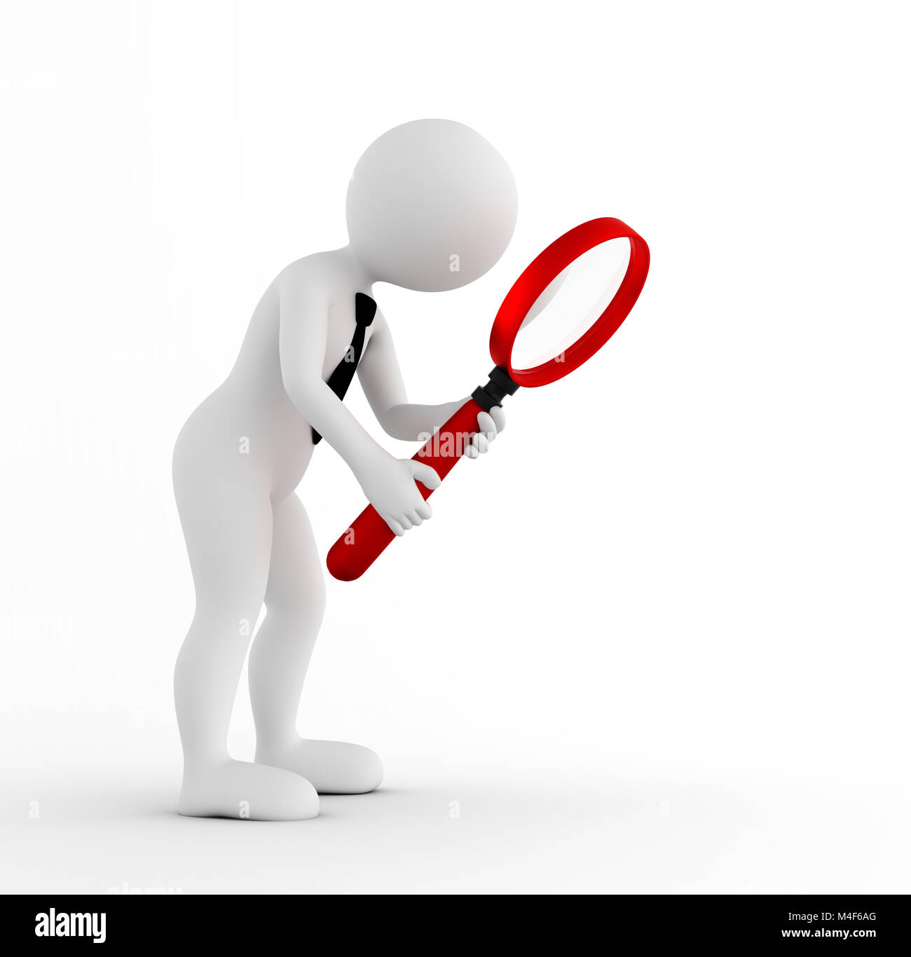 Toon man looking through loupe. Banque D'Images