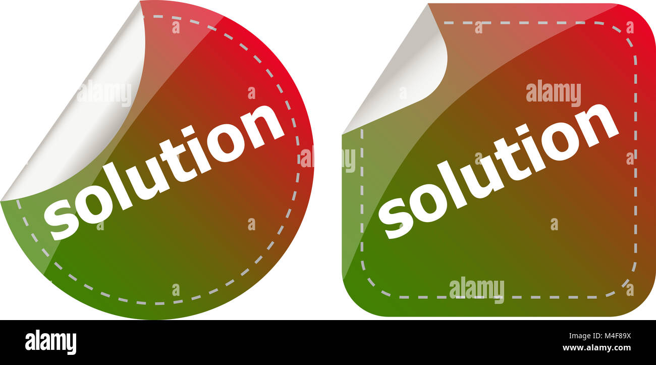 Autocollants solution défini, le bouton-icône isolated on white Banque D'Images