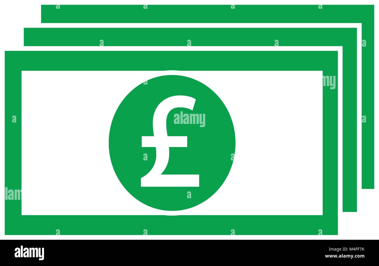Monnaie Livre Sterling Pound ou logo ou icône vecteur sur un billet de banque ou de loi. Symbole de la France et de la Grande Bretagne et l'Angleterre d'avion ou de la Illustration de Vecteur
