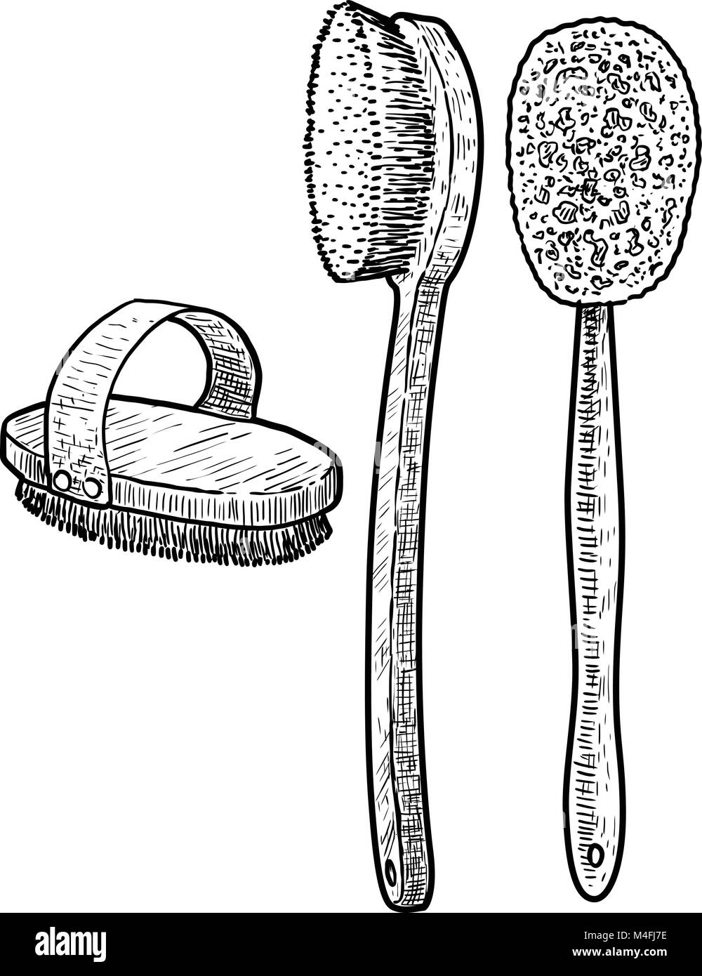 Brosse de bain illustration, dessin, gravure, encre, dessin au trait, vector Illustration de Vecteur