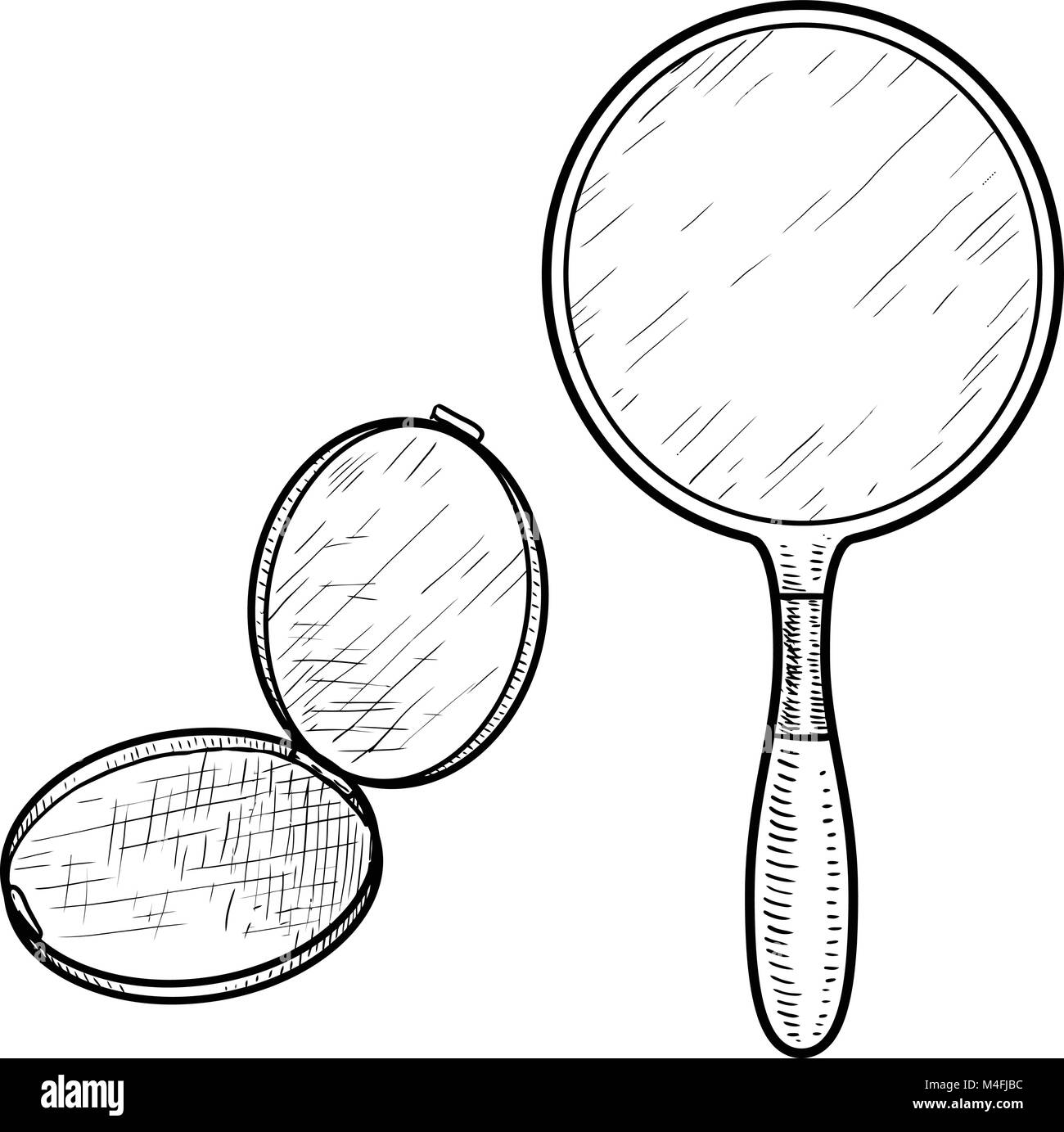 Miroir A Main Illustration Dessin Gravure Encre Dessin Au Trait Vector Image Vectorielle Stock Alamy