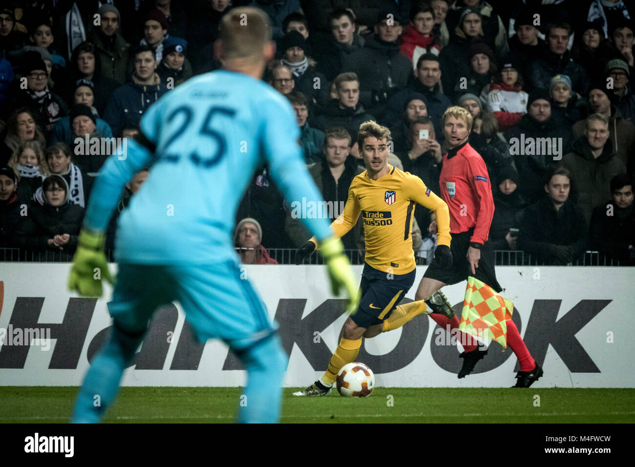 Copenhague, Danemark. Le 15 février 2018. Atlético Madrid dvd Antoine Griezmann vu au cours de l'Europa League entre le FC Copenhague et l'Atletico Madrid en Telia Parken. (Photo crédit : Gonzales Photo - Kim M. Leland). Gonzales : Crédit Photo/Alamy Live News Banque D'Images