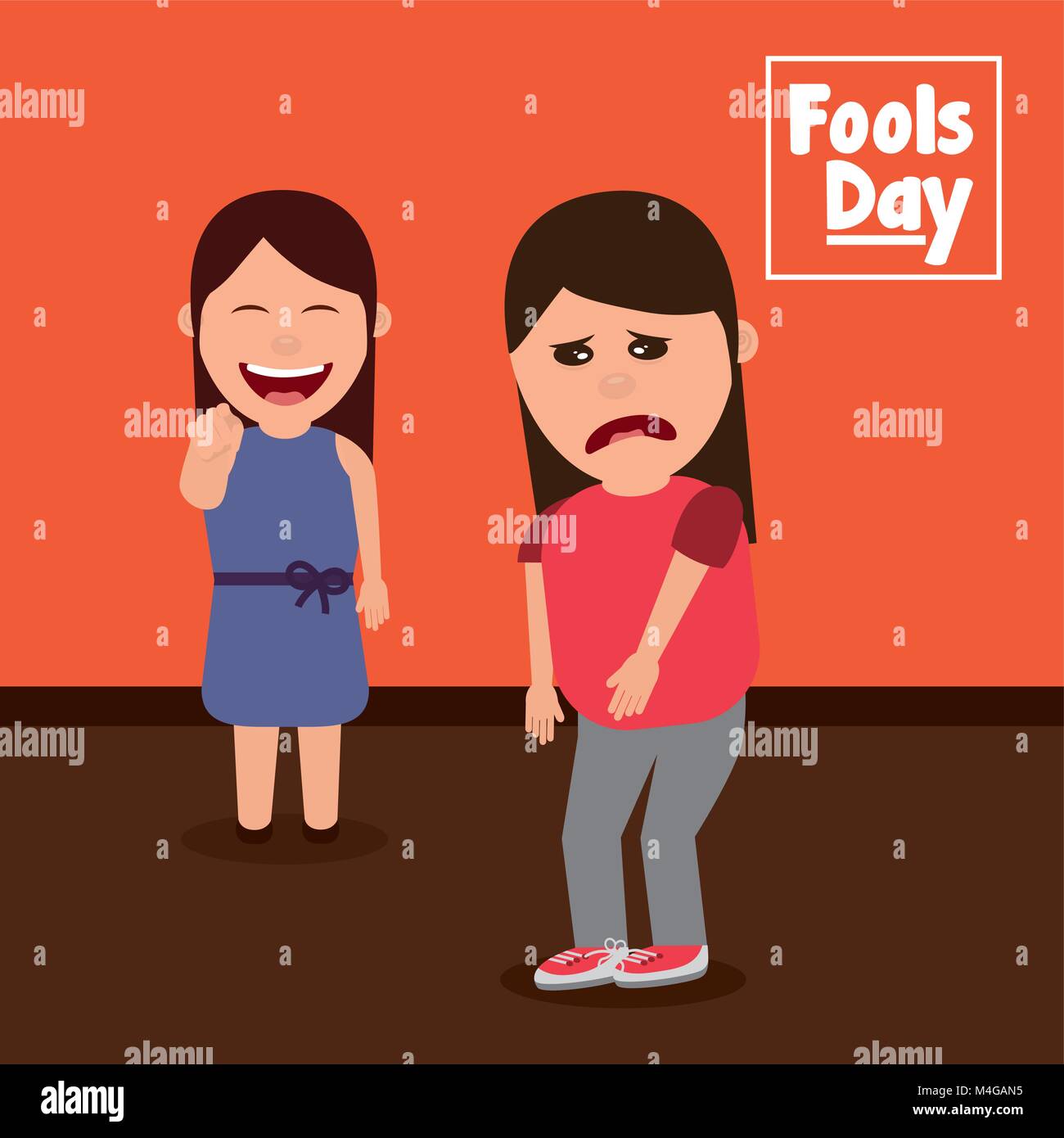 Smiling Woman Pointing Un Triste Ami Fools Day Celebration Image