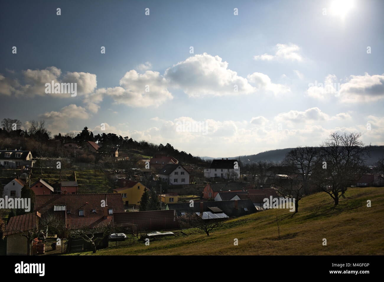 Village panorama du paysage Banque D'Images