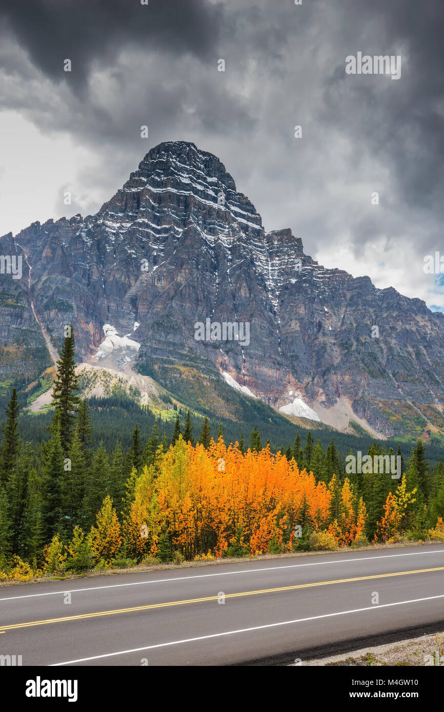 Les montagnes et les glaciers majestueux au bord de la route Banque D'Images