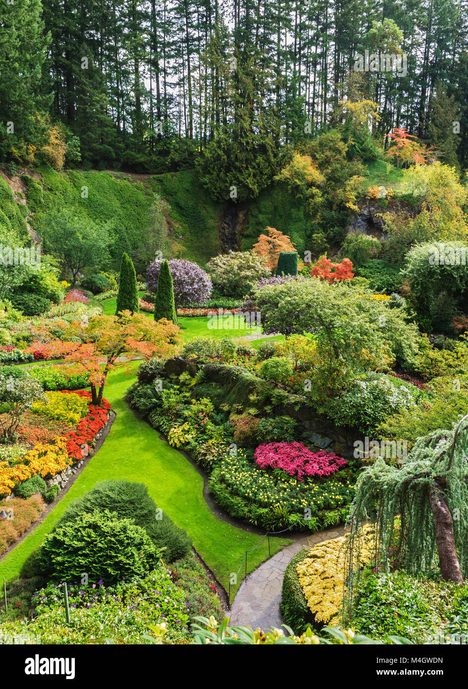 Jardin en contrebas - la partie centrale Banque D'Images