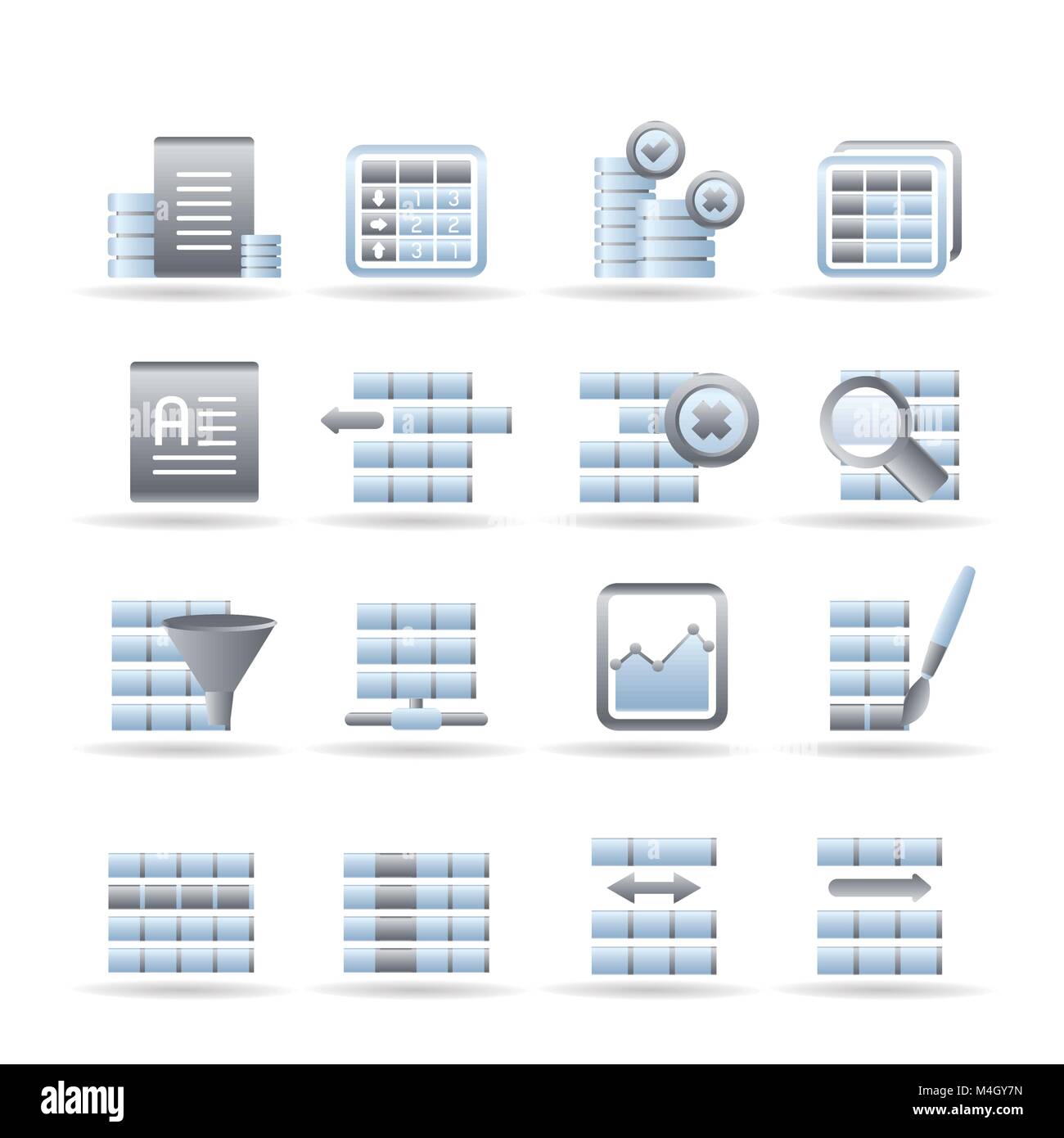 Base de données et icônes du tableau - Vector Icon Set Illustration de Vecteur