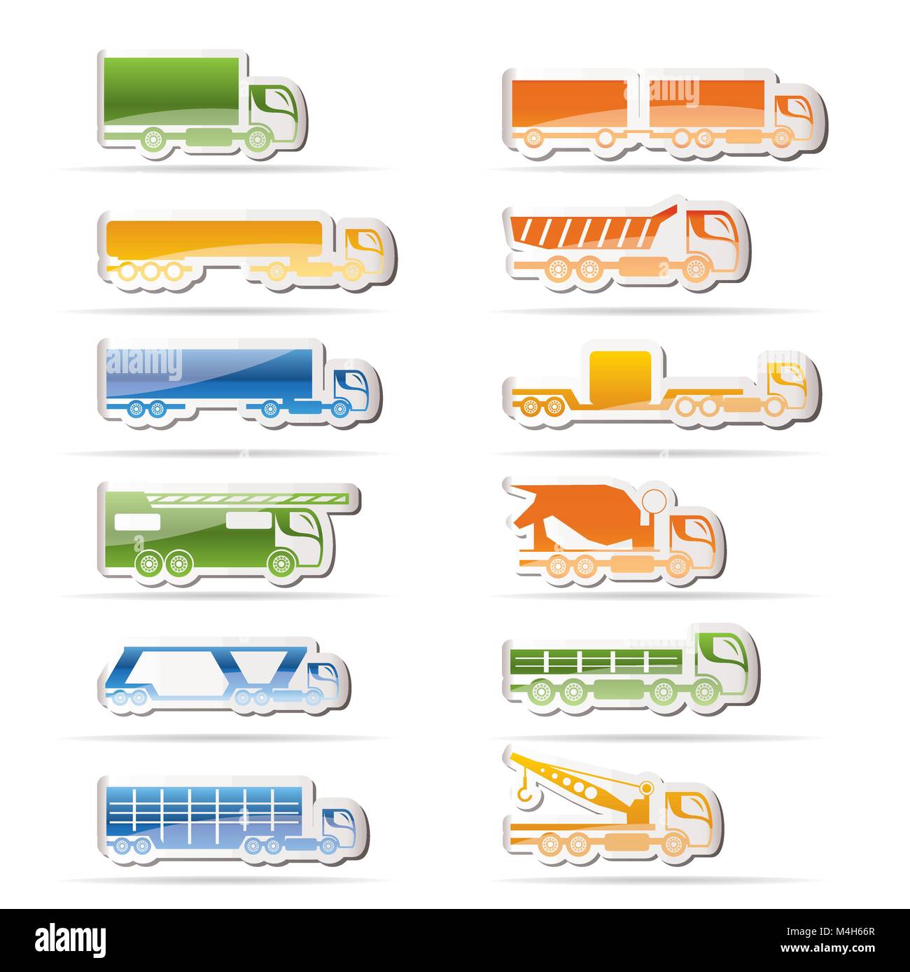 Différents types de camions et de camions icônes - Vector icon set Illustration de Vecteur