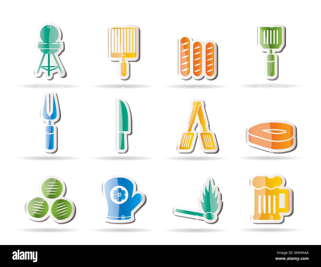 Pique-nique, barbecue et grill icônes - vector icon set Illustration de Vecteur