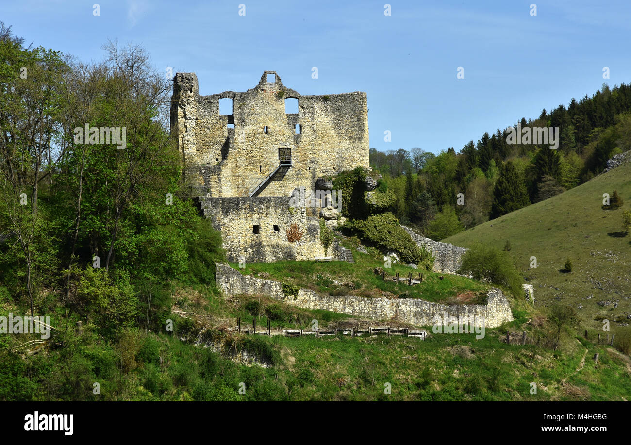 Jura souabe ; Allemagne ; château ; ruine, Bichishausen Banque D'Images