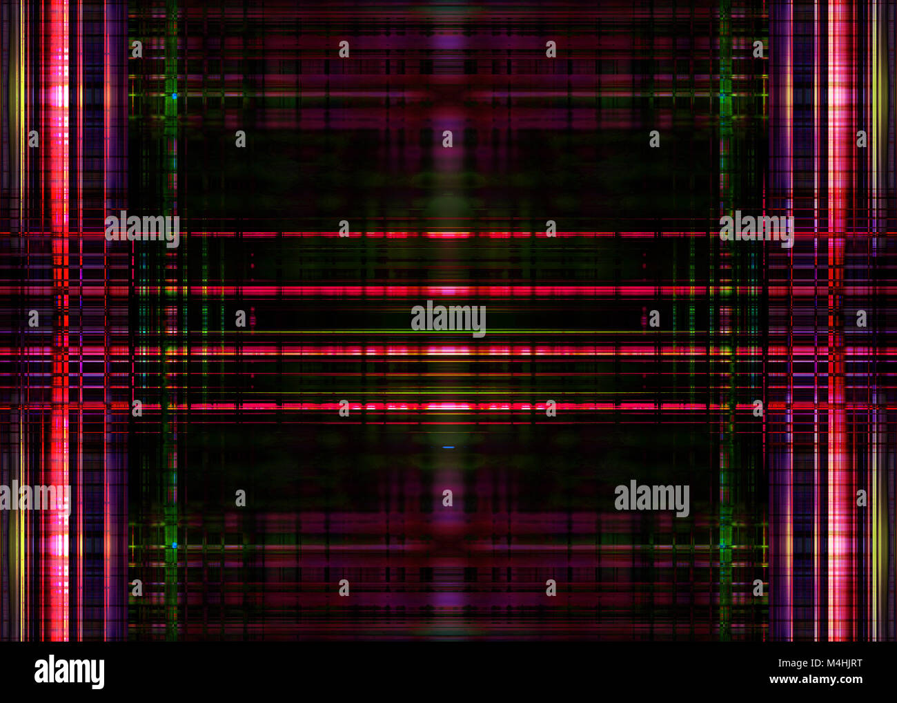 Les sentiers de lumière rouge sur noir Banque D'Images