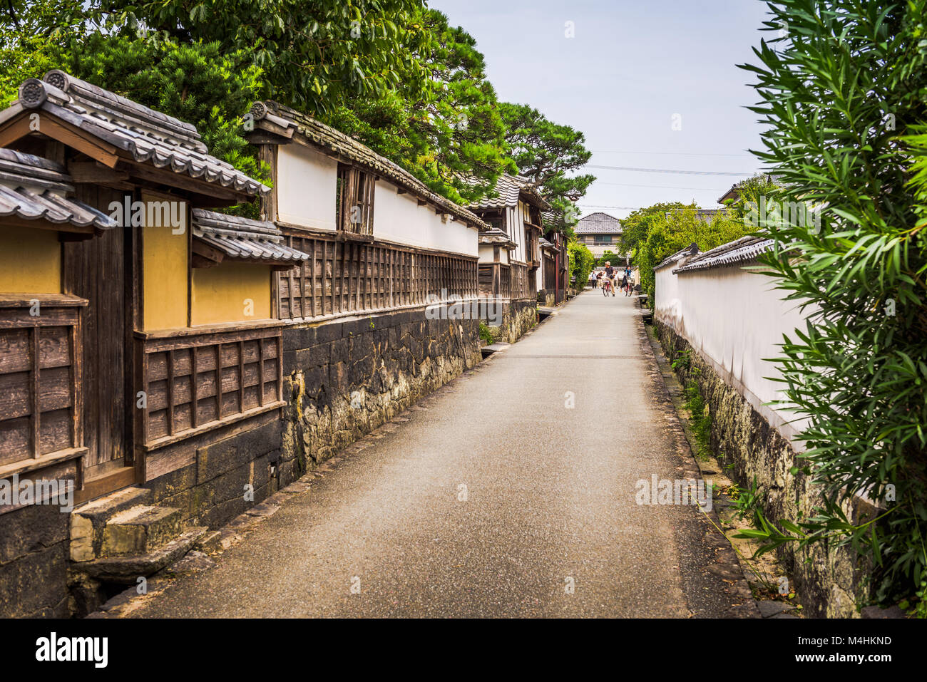 Hagi, le Japon ancien château des rues de la ville. Banque D'Images