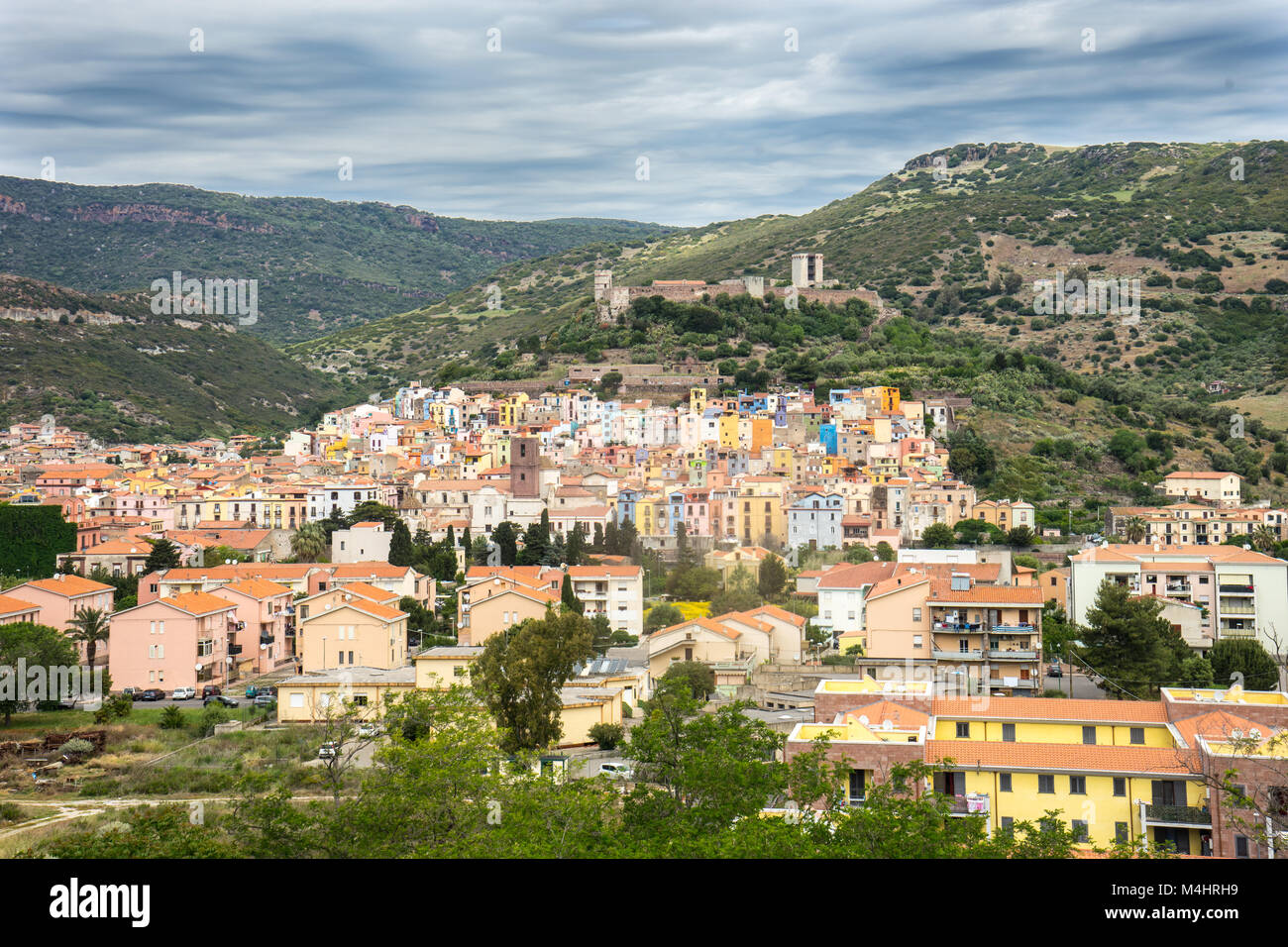 Vue de Bosa en Sardaigne Banque D'Images