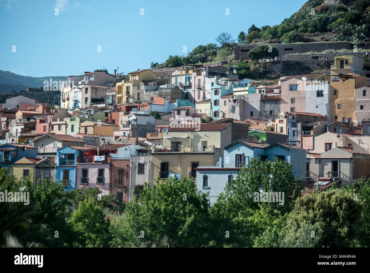 Vue de Bosa en Sardaigne Banque D'Images