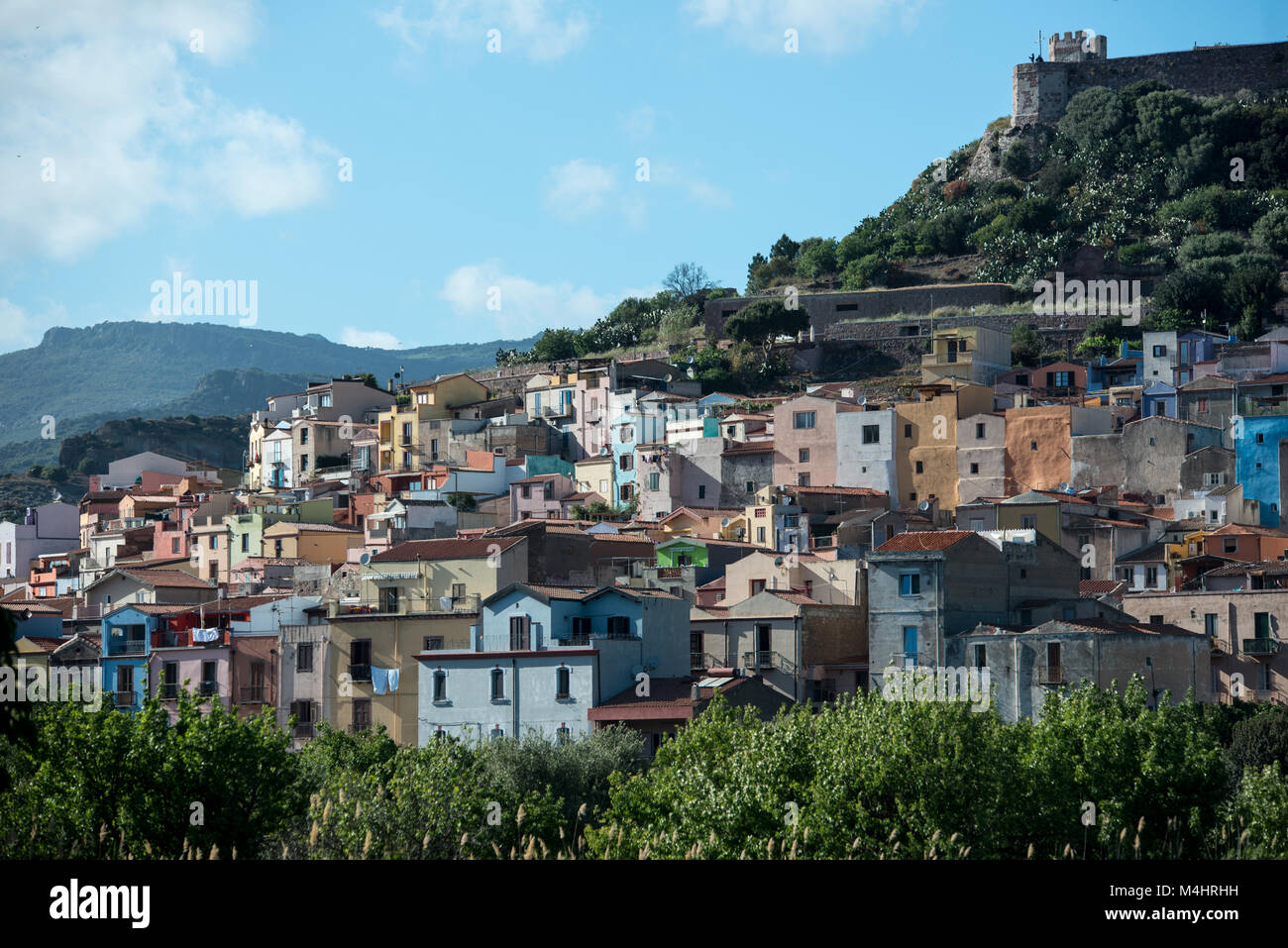 Vue de Bosa en Sardaigne Banque D'Images